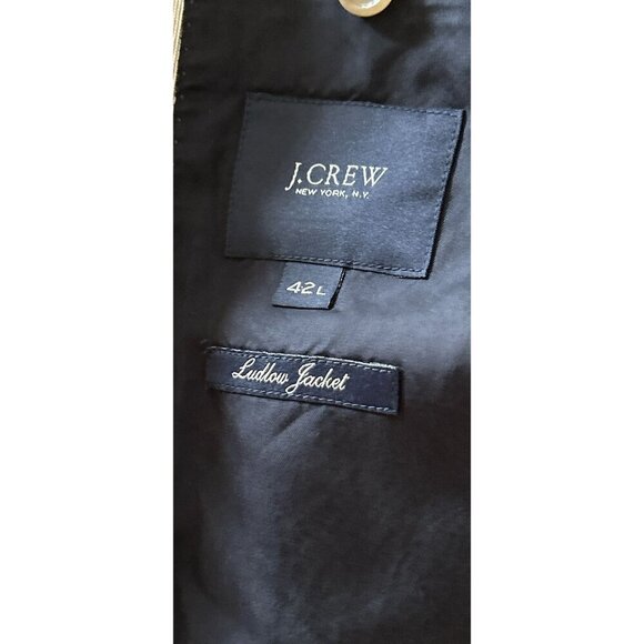 J.CREW LUDLOW Blazer Gray Beige Cotton Lined Size 42L - Picture 8 of 13